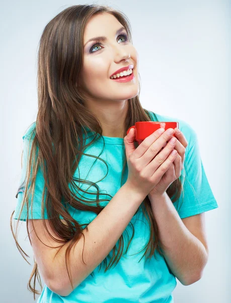 Woman holding cup — Stock Photo, Image