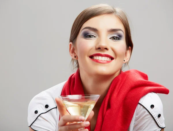 Žena s koktejlové sklenice — Stock fotografie