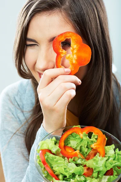 Donna con insalata — Foto Stock