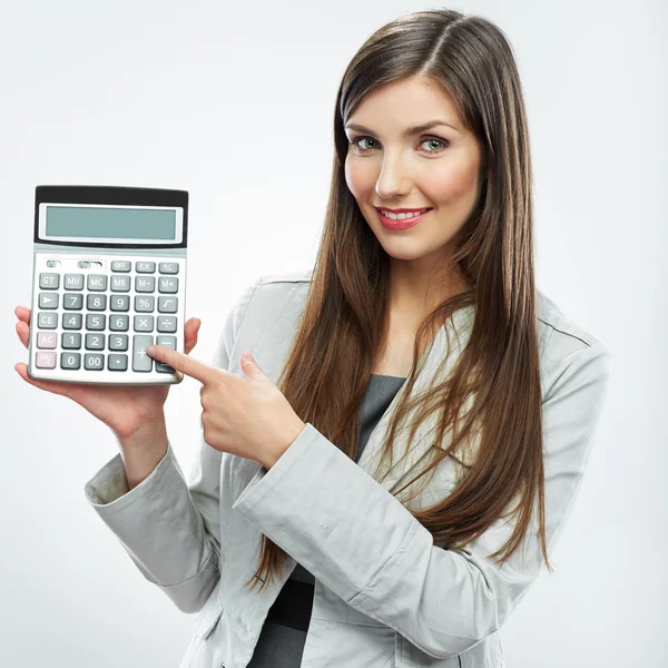 Business woman with calculator — Stock Photo, Image