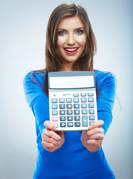 Donna Holding calcolatrice — Foto Stock