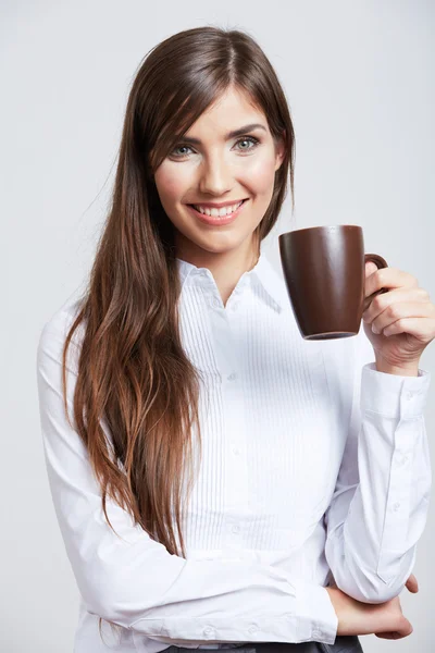 Porträtt av affärskvinna med kopp — Stockfoto