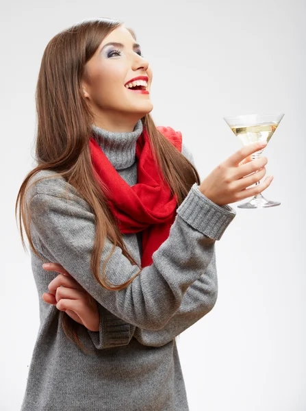 Žena s koktejlové sklenice — Stock fotografie