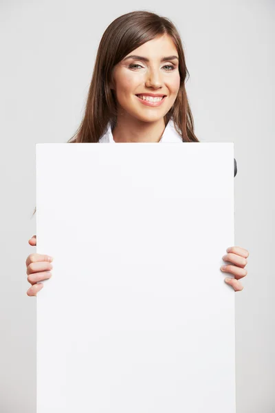 Femme d'affaires avec tableau blanc — Photo
