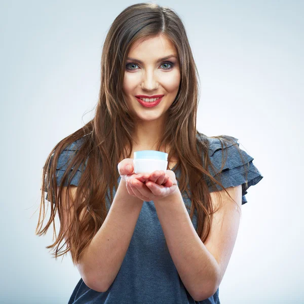 Woman with cream — Stock Photo, Image