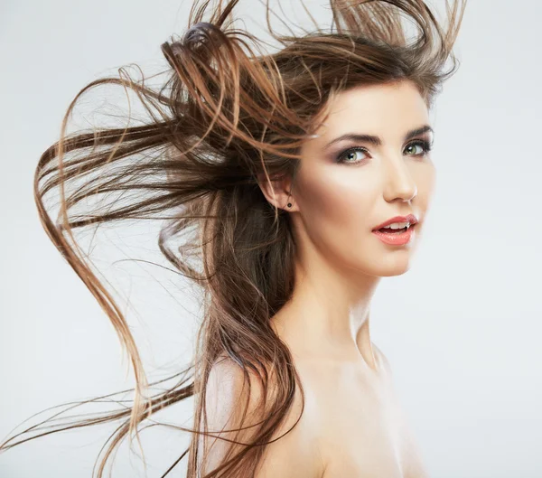 Donna con movimento dei capelli — Foto Stock