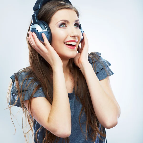 Mulher com fones de ouvido — Fotografia de Stock