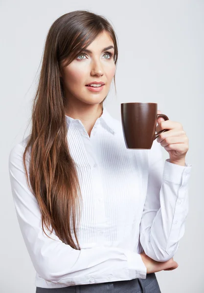 Porträtt av affärskvinna med kopp — Stockfoto
