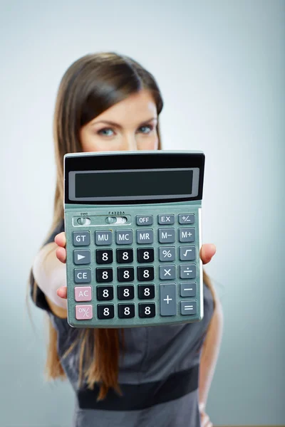 Business woman with calculator — Stock Photo, Image