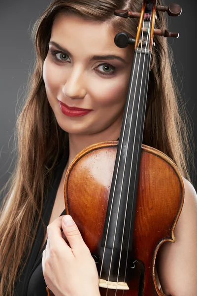 Retrato de mulher segurando violino — Fotografia de Stock