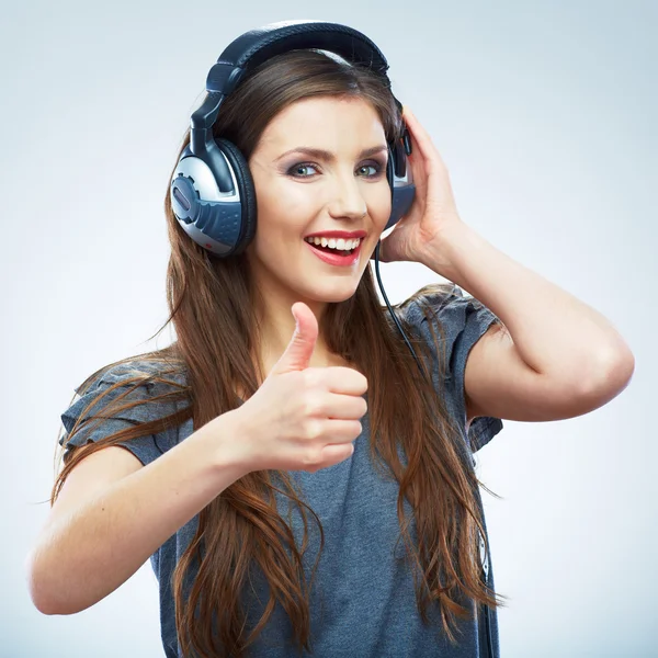 Mulher com fones de ouvido — Fotografia de Stock