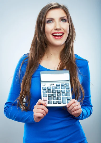 Calculadora de retención de mujer — Foto de Stock