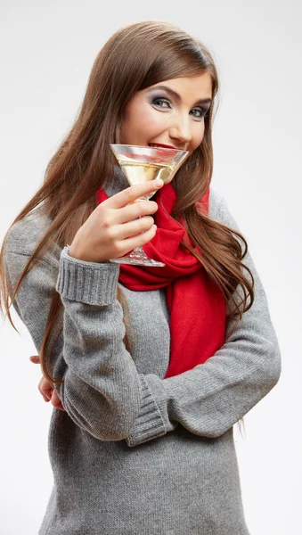 Жінка з коктейльним склом — стокове фото