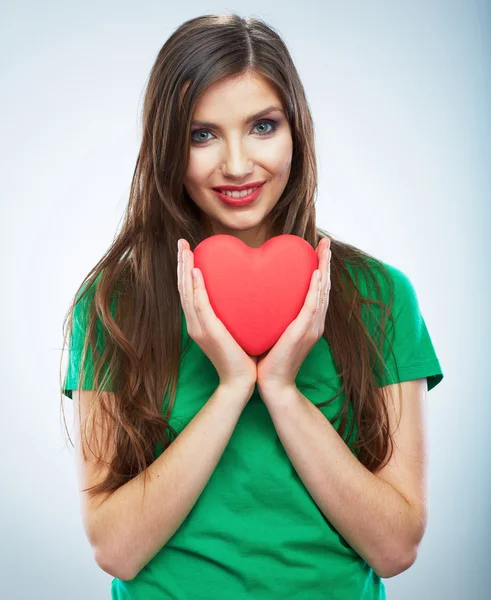 Donna con cuore — Foto Stock