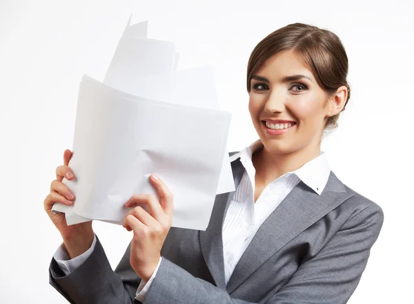Business woman holding blank paper Royalty Free Stock Images