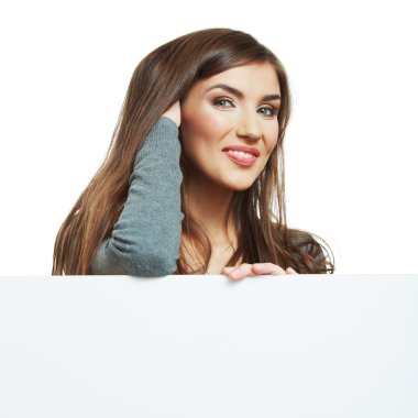 kadın holding beyaz boş kağıt