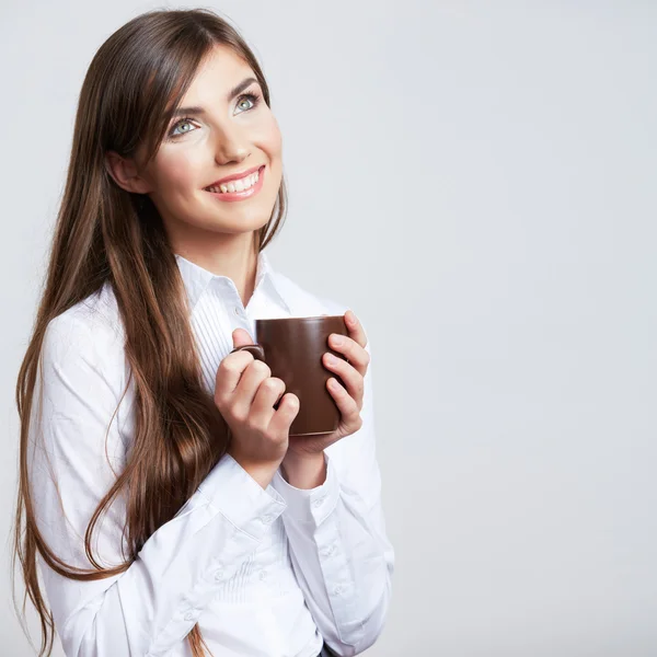 Portrait of business woman with cup — Stock Photo, Image