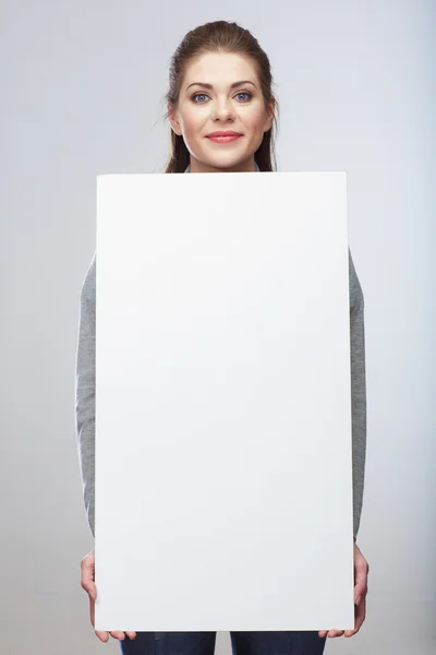 Woman holding blank paper — Stock Photo, Image