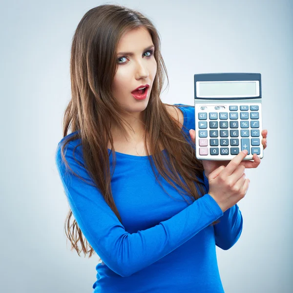 Woman holding count machine — Stock Photo, Image