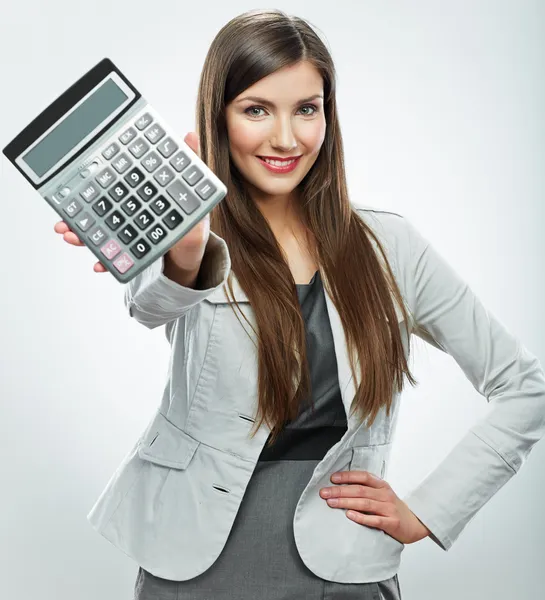Business woman with calculator — Stock Photo, Image