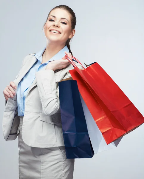 Mujer de negocios sosteniendo bolsa de compras — Foto de Stock