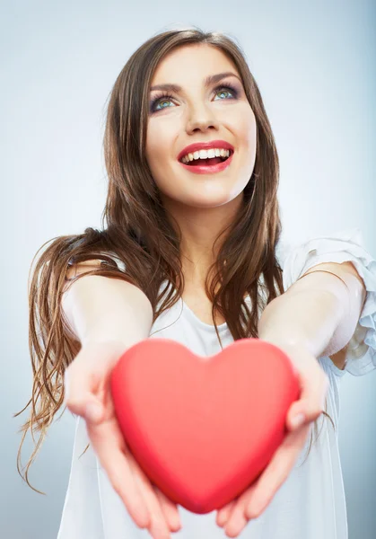 Woman with heart — Stock Photo, Image