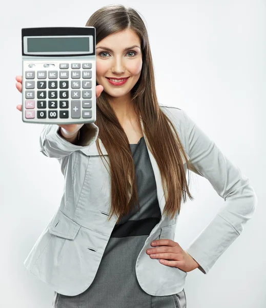 Business woman with calculator — Stock Photo, Image