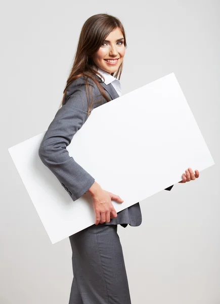 Mulher de negócios com placa em branco — Fotografia de Stock