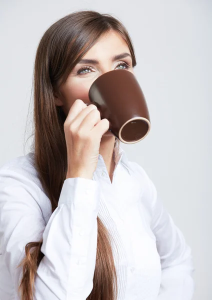 Business woman with cup — Stock Photo, Image