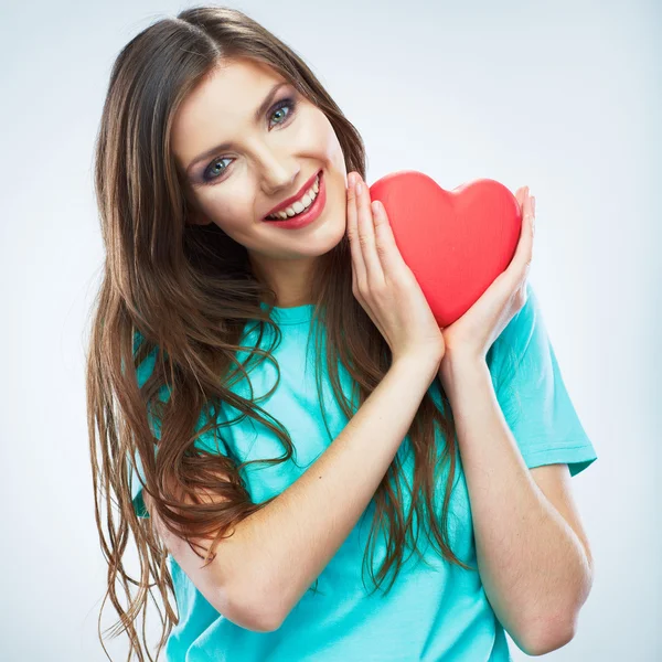 Woman with love symbol — Stock Photo, Image