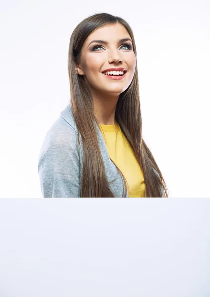 Menina com placa em branco — Fotografia de Stock