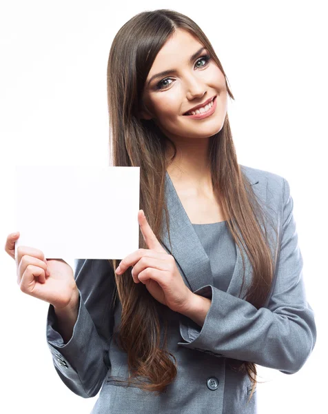 Woman with white banner — Stock Photo, Image