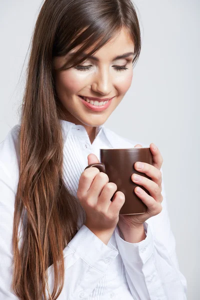 Business woman with cup — Stock Photo, Image