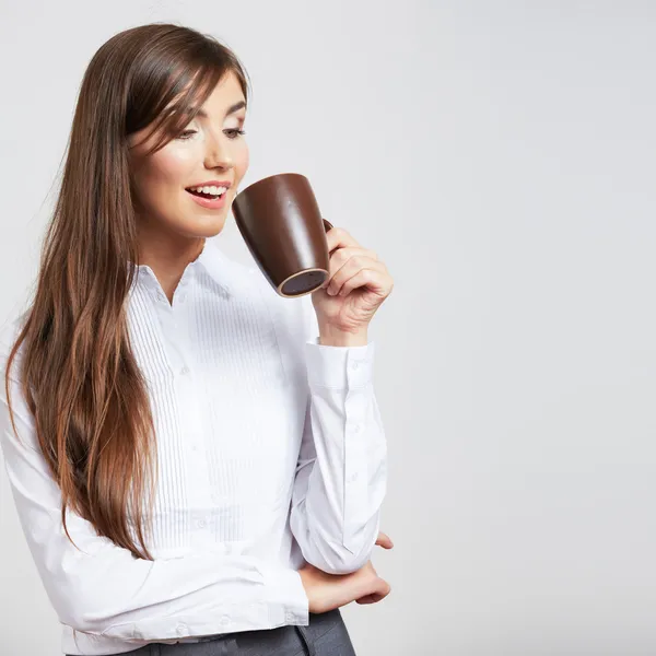 Business woman with cup — Stock Photo, Image