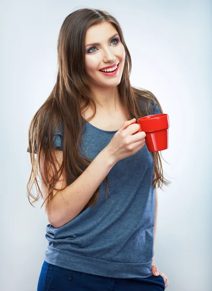 Femme avec tasse — Photo