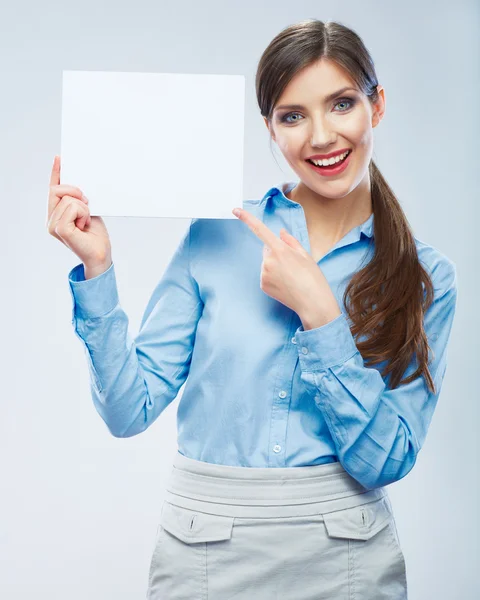 Business woman hold banner — Stock Photo, Image