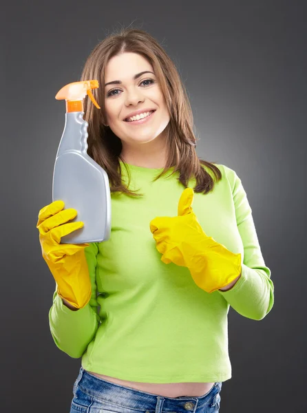 Woman hold spray — Stock Photo, Image