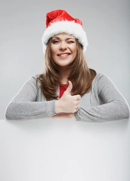 Femme en chapeau de Père Noël — Photo