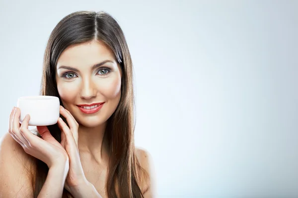 Vrouw met cosmetische — Stockfoto