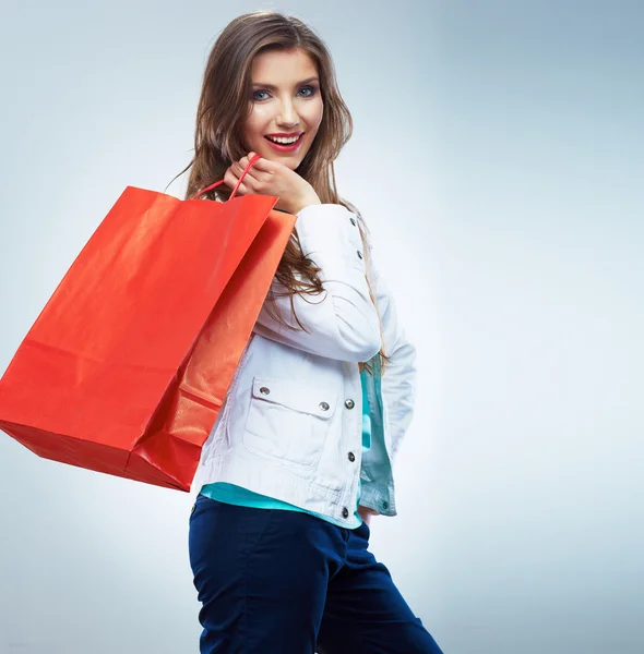 Woman hold shopping bag — Stock Photo, Image