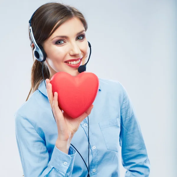 Call center operatore tenere simbolo di amore — Foto Stock