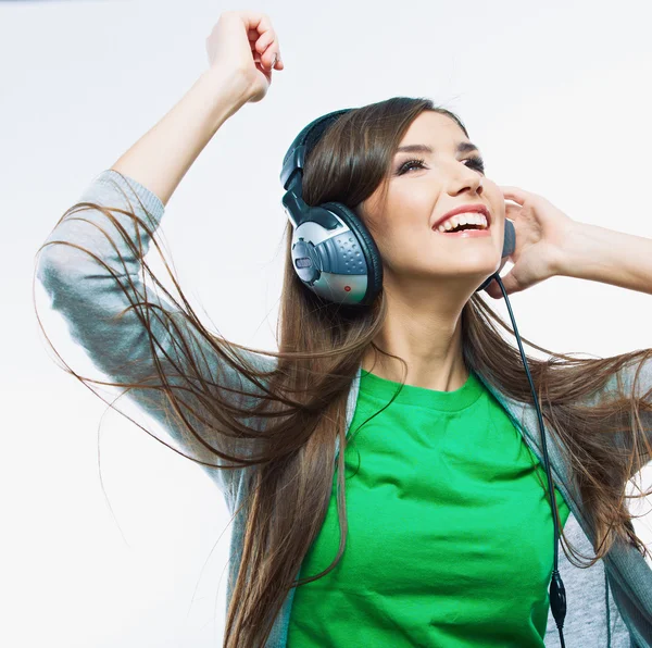 Mulher com fones de ouvido — Fotografia de Stock