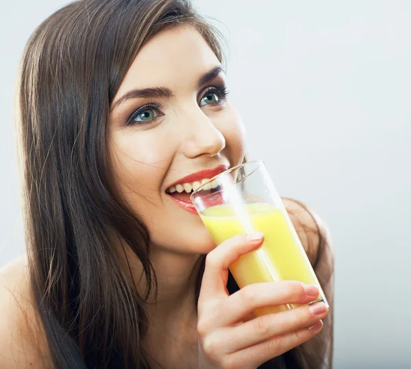 Woman hold glass with juice — Stock Photo, Image