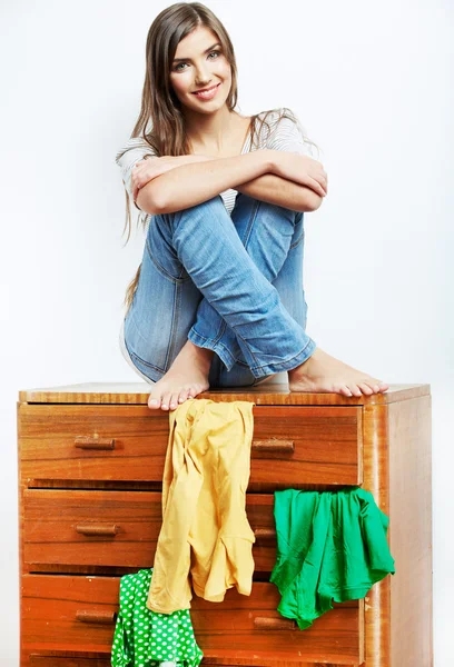 Girl with clothes — Stock Photo, Image