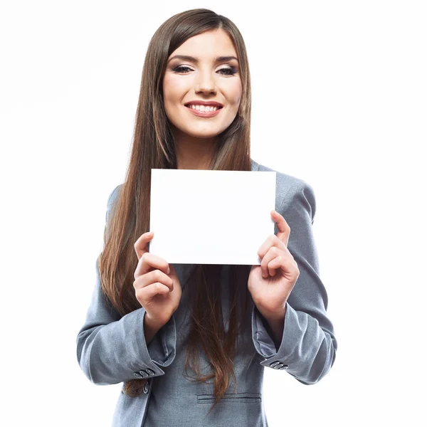 Business woman hold banner — Stock Photo, Image