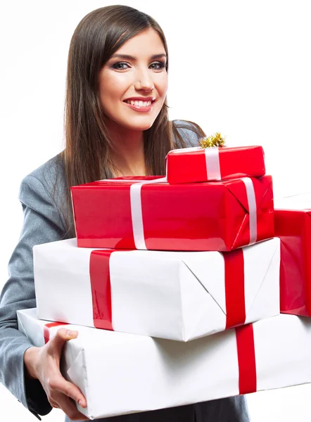 Woman hold gift — Stock Photo, Image