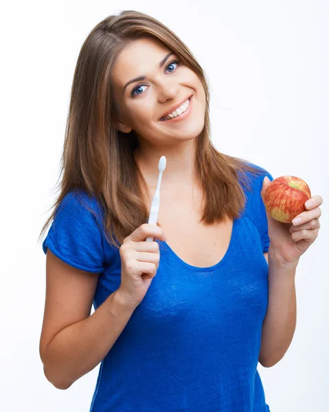 Mujer con cepillo de dientes — Foto de Stock