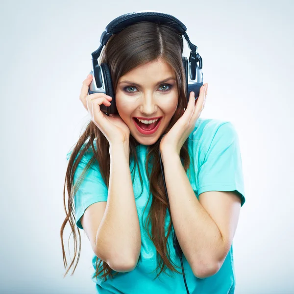 Woman with headphones — Stock Photo, Image