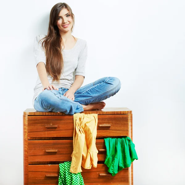 Teenager girl with clothes — Stock Photo, Image