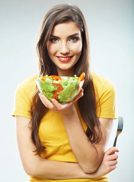 Donna tenere insalata — Foto Stock